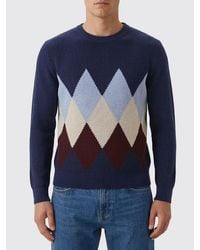 Ballantyne - Rundhals-Pullover Aus Baumwolle Mit Rautenmuster - Lyst