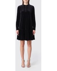 Emporio Armani - Long-Sleeved Velvet A-Line Mini Dress - Lyst