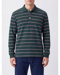 DUNST - Striped Long-Sleeved Cotton Polo Shirt With Ribbed Collar - Lyst