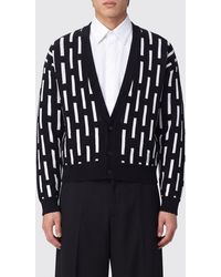 Versace - Abstract All-Over Pattern Wool Cardigan With V-Neck - Lyst