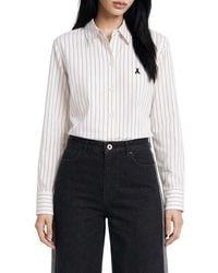 Patrizia Pepe - Slim Fit Viscose Blend Shirt With Embroidered Fly Logo - Lyst