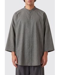 Fear Of God - Relaxed Fit Virgin Wool Blend Shirt With Mandarin Collar - Lyst