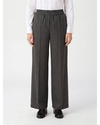 Brunello Cucinelli - Wool Blend Wide-Leg Trousers With Elasticated Waist - Lyst