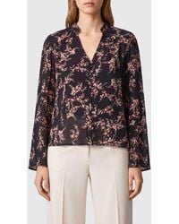 Twinset - Floral Print Viscose Shirt With V-Neck - Lyst