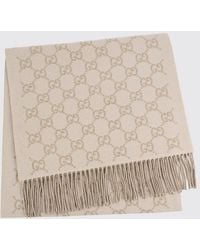 Gucci - Gg Monogram Pure Cashmere Scarf With Fringed Edges - Lyst