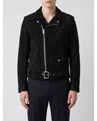 Y's Yohji Yamamoto - Suede Biker Jacket With Biker Collar, Epaulettes, And Adjustable Belt - Lyst