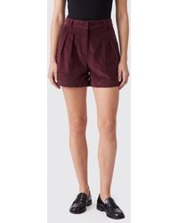 MC2 Saint Barth - Pleated Velvet Shorts With Belt Loops - Lyst