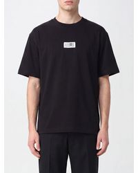MM6 by Maison Margiela - Cotton T-Shirt With Contrast Logo And Dropped Shoulders - Lyst