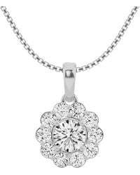Lab Grown Diamonds - 14k 1.00 Ct. Tw. Lab Grown Diamond Halo Pendant Necklace - Lyst