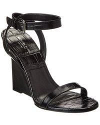 Michael Kors - Claudia Croc-Embossed Leather Wedge Sandal - Lyst