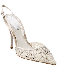 Rene Caovilla Sanderella 75 Satin Slingback Pump - White
