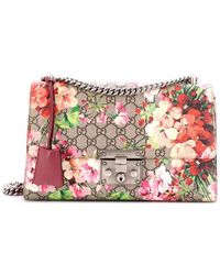 Gucci - Blooms Print Gg Coated Canvas Padlock Shoulder Bag Medium (Authentic Pre-Loved) - Lyst