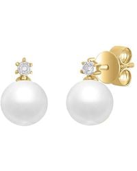 Sabrina Designs - 14K 3.15 Ct. Tw. Diamond & Pearl Pearl Stud Earring - Lyst