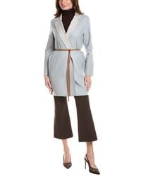 Lafayette 148 New York - Reversible Notch Lapel Leather-trim Wool & Silk-blend Jacket - Lyst