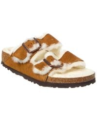 Birkenstock - Arizona Bs Suede & Shearling Sandal - Lyst