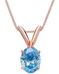Amairah - 14K Rose 1.00 Ct. Tw. Lab-Grown Diamond Solitaire Pendant Necklace - Lyst