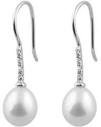 Splendid - Rhodium Over Silver 7-7.5mm Pearl Earrings - Lyst