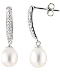 Splendid - Rhodium Over Silver 7-8mm Pearl Earrings - Lyst