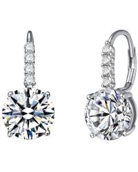 Rachel Glauber - Rhodium Plated Cz Drop Earrings - Lyst