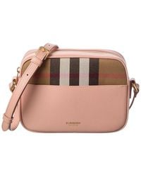 Burberry - Small Check Canvas & Leather Camera Bag - Lyst