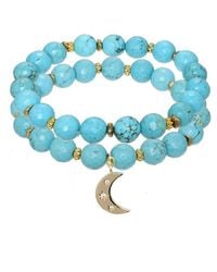 Rachel Reinhardt Jewelry - 14k Over Silver Turquoise Cz Moon Pendant Bracelet - Lyst