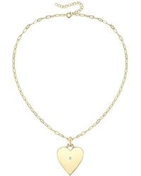 Rachel Glauber - 14k Plated Cz Heart Charm Necklace - Lyst