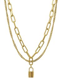 Adornia - 14k Plated Layered Curb Paperclip Chain Necklace - Lyst