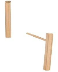 Italian Gold - 10K Rose 2Mm Bar Earrings - Lyst