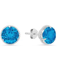 MaxColor - 14k 3.90 Ct. Tw. Blue Topaz Halo Studs - Lyst