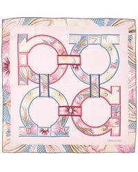 Ferragamo - Gancini Print Silk Scarf - Lyst