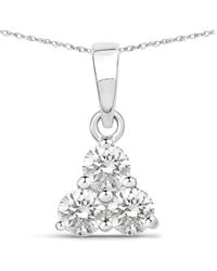 Diana M. Jewels - Diana M 14k 0.51 Ct. Tw. Lab-grown Diamond Three-stone Pendant - Lyst
