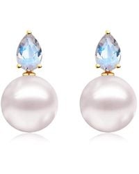 Kai Fine Jewelry - 14K 0.70 Ct. Tw. Moonstone & 8-9Mm Pearl Drop Earrings - Lyst