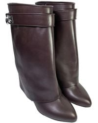 Givenchy - Leather Shark Lock Wedge Mid-Calf Boot (Authentic Pre-Loved) - Lyst