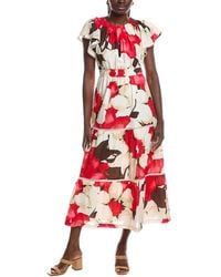 Anne Klein - Flutter Sleeve Tiered Maxi Dress - Lyst