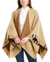 Burberry Check Trim Wool & Cashmere-blend Cape - Natural