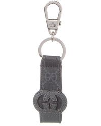 Gucci - Cutout Interlocking G GG Supreme Canvas & Leather Keychain - Lyst