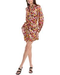 Ganni - Mini Silk-blend Shirtdress - Lyst