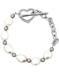 Pearls - 0.04 Ct. Tw. Diamond & 9-10Mm Pearl Toggle Bracelet - Lyst