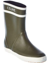 Celine Logo Rubber Rain Boot - Green
