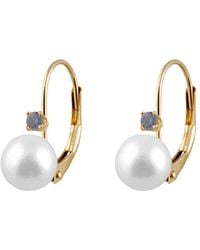 Splendid - 14k 0.10 Ct. Tw. Sapphire & 7-7.5mm Freshwater Pearl Drop Earrings - Lyst