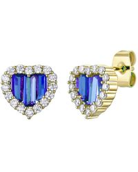 Rachel Glauber - 14k Plated Cz Heart Halo Studs - Lyst