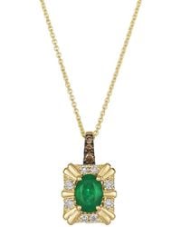 Le Vian - Le Vian 14K 0.72 Ct. Tw. Diamond & Emerald Center Stone Pendant Necklace - Lyst
