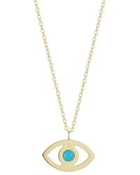 Italian Gold - 14K Evil Eye Necklace - Lyst