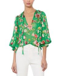 Alice + Olivia - Alice + Olivia Moranne Silk-blend Top - Lyst