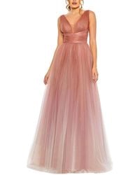 Mac Duggal - Glitter Ombre V Neck Gown - Lyst
