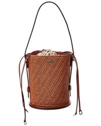 Max Mara Phony Leather-Trimmed Canvas Phone Pouch in Black