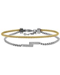 Alor - Classique 18k & Stainless Steel 0.07 Ct. Tw. Diamond Cable Bangle - Lyst