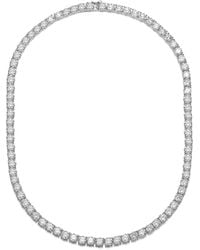 Rachel Glauber - Rhodium Plated Cz Tennis Necklace - Lyst