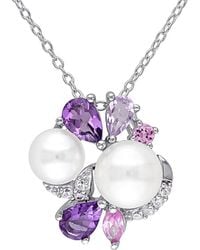 Pearls - Delmar Silver Gemstone & 6.5-8mm Pearl Necklace - Lyst