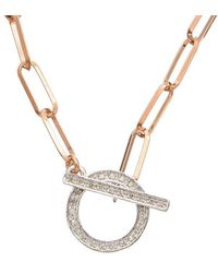 Italian Gold Over Silver - 18K 0.2 Ct. Tw. Diamond Link Necklace - Lyst